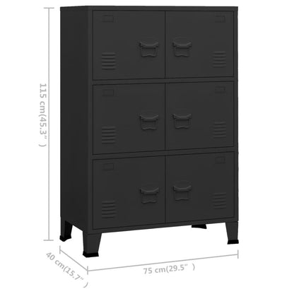 vidaXL Industrial Storage Chest Black 29.5"x15.7"x45.3" Metal