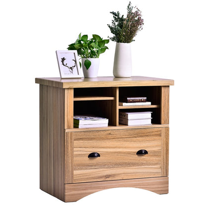 Wood Lateral File Cabinet with Two Adjustable Shelves and Lock