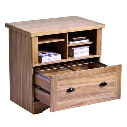 Wood Lateral File Cabinet with Two Adjustable Shelves and Lock