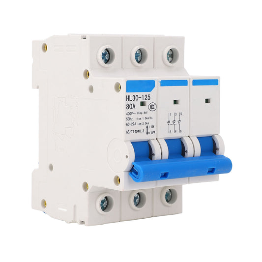 Disconnecting Switch Miniature Circuit Breaker PC Flame Retardant 3 Poles DIN Rail Mount Circuit Breaker 400V 80A