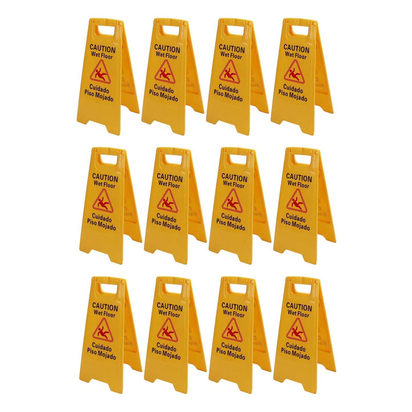 12Pcs Wet Floor Sign Foldable A Frame Caution Floor Sign Plastic 2 Sided for Indoor Outdoor