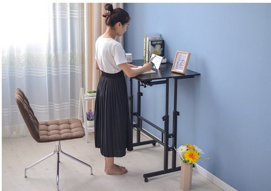 60cm Adjustable Height Stand Up Laptop Desk Computer Standing Desk with Rollers (white maple)