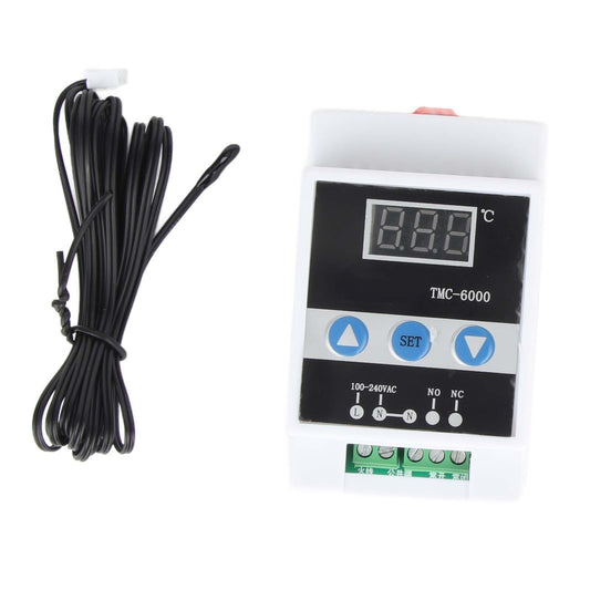 Temperature Regulator Digital Thermostat Control DIN Rail Mount Controller TMC‑6000 AC110‑240V