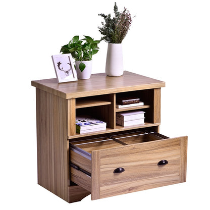 Wood Lateral File Cabinet with Two Adjustable Shelves and Lock