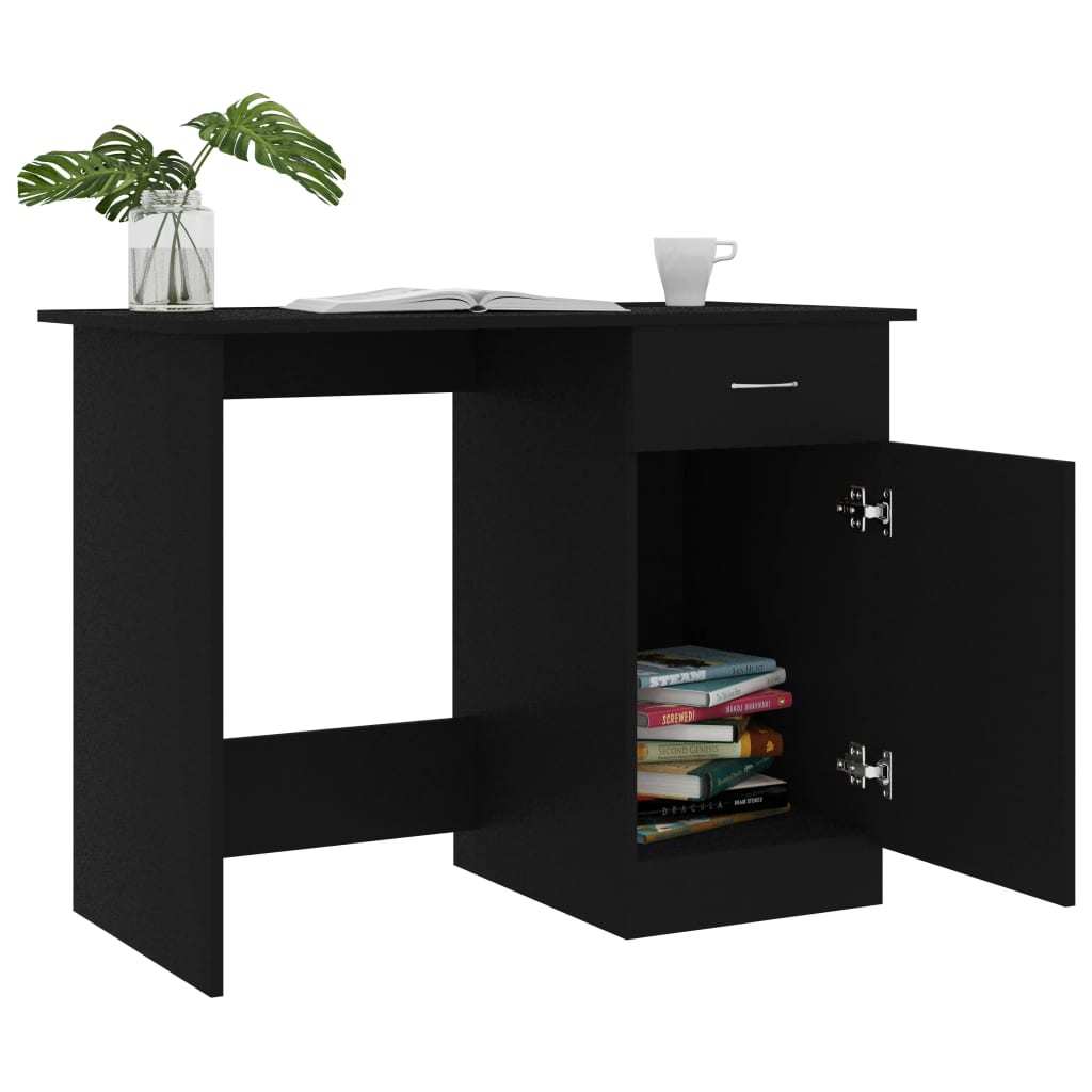 vidaXL Desk Black 100x50x76 cm Engineered Wood