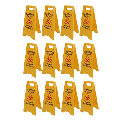 12Pcs Wet Floor Sign Foldable A Frame Caution Floor Sign Plastic 2 Sided for Indoor Outdoor