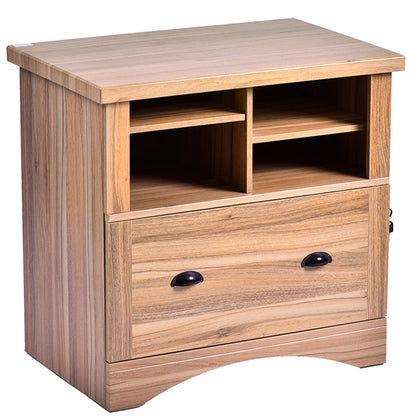 Wood Lateral File Cabinet with Two Adjustable Shelves and Lock