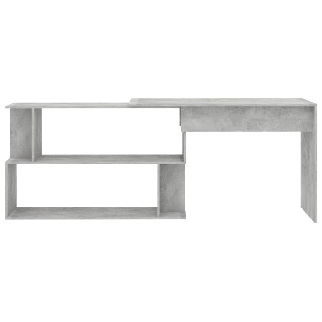 vidaXL Corner Desk Concrete Grey 200x50x76 cm Engineered Wood