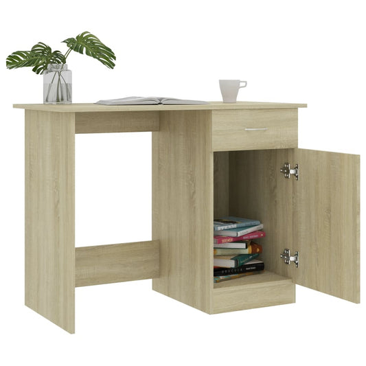 vidaXL Desk Sonoma Oak 100x50x76 cm Engineered Wood