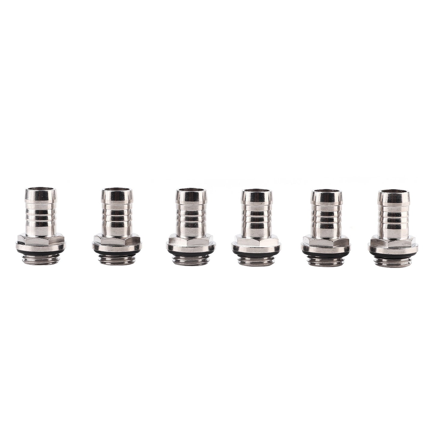 6 PCS PC Water Cooling TwoTouch Fitting G1/4 Thread Barb Connector for Tube 7.5mm