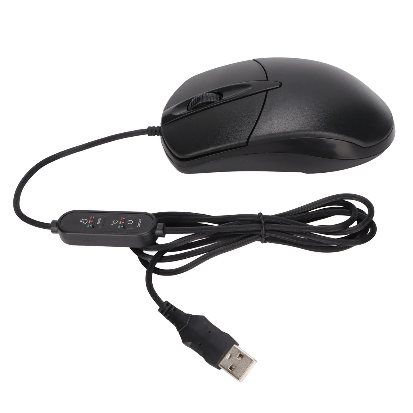 Heated Mouse 3 Levels Adjustable Black Ergonomic 1600DPI Wired Heating Mouse for Windows for OS X System Desktop Laptop