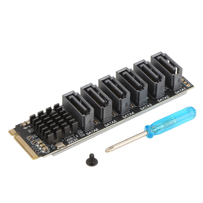 M.2 to SATA3.0 Adapter Card 6Gbps High Speed ASM1166 M.2 PCIE to SATA Expansion Card with Smart Indicator