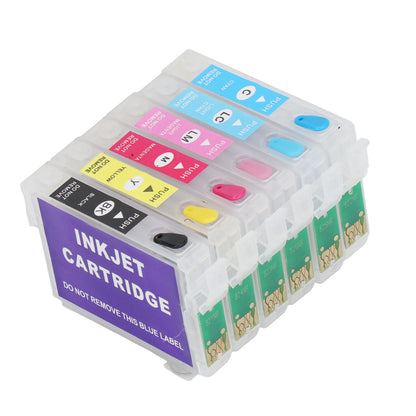 6 Colors Ink Cartridge with Permanent Chip Replacement Refill Cartridge Printer Accessories T0781 T0782 T0783 T0784 T0785 T0786