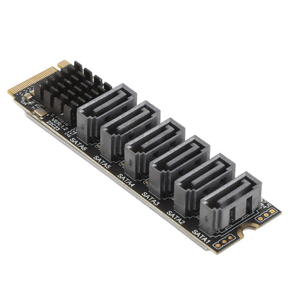 M.2 to SATA3.0 Adapter Card 6Gbps High Speed ASM1166 M.2 PCIE to SATA Expansion Card with Smart Indicator