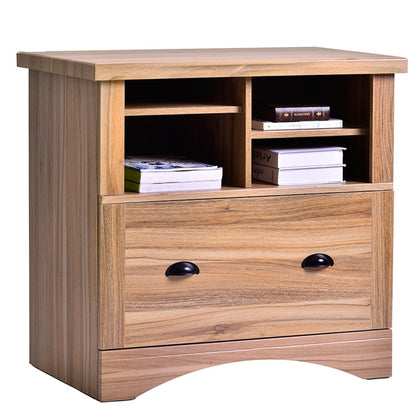 Wood Lateral File Cabinet with Two Adjustable Shelves and Lock